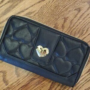Betsey Johnson Black Quilted Heart Wallet